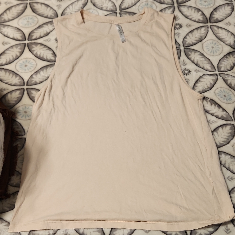 Fabletics Light Beige Sleeveless Muscle Tank